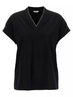 Brunello Cucinelli - Black V-Neck T-Shirt