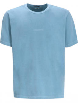 C.P. Company - Blue Crewneck Logo-Embroidered T-Shirt (L)