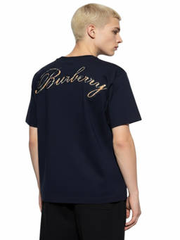 Burberry - Navy Blue Logo T-Shirt (S)