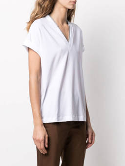 Brunello Cucinelli - White V-Neck Cotton T-Shirt