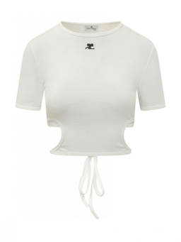 Courreges - White Logo Round Neck T-Shirt