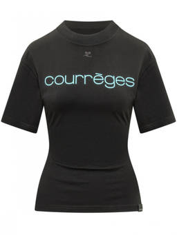 Courreges - Black Logo Crew Neck T-Shirt