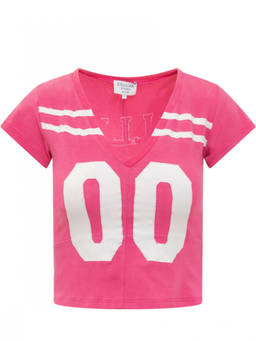 Collina Strada - Pink Printed V Neck T-Shirt (S)