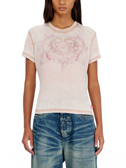 Diesel - Light Pink Graphic Crew Neck T-Shirt