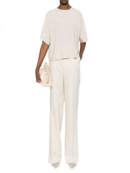 Fabiana Filippi - White Knitted Round Neck T-Shirt (M)