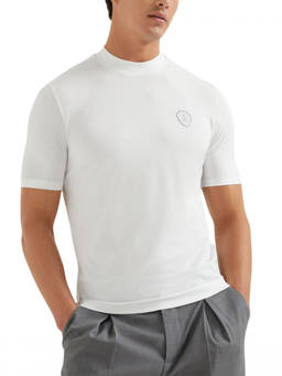 Brunello Cucinelli - White Mock Collar T-Shirts