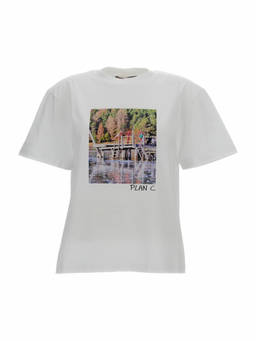 Plan C - White Graphic Crew Neck T-Shirt