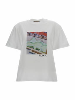 Plan C - White Graphic Crew Neck T-Shirt