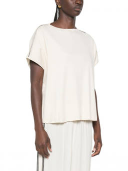 Fabiana Filippi - White Stripes Crew Neck T-Shirt
