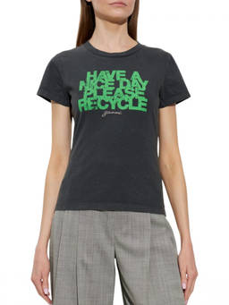 Ganni - Black Graphic Crew Neck T-Shirt