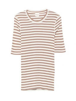 CLOSED - Beige Striped Crew Neck T-Shirt (S)