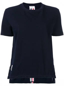 Thom Browne - Navy Blue Stripe Detail T-Shirt (XXS)