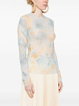 Erika Cavallini Semi-Couture - Sky Blue Long Sleeve Printed T-Shirt (XS)