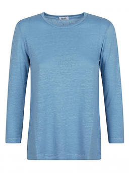 Base - Blue Linen Jersey Long Sleeve T-Shirt (S)