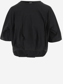Pinko - Black Crewneck Logo Cropped T-Shirt (M)