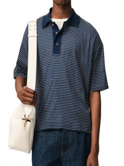 AMI Paris - Unisex Blue Shirt Collar Striped T-Shirt