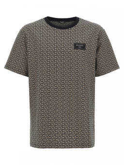 BALMAIN - Black monogram Couture' T-Shirt