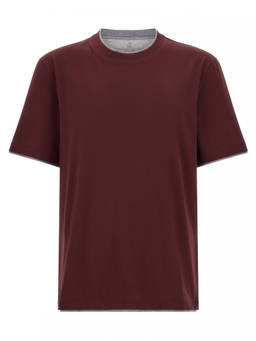 Brunello Cucinelli - Maroon Solid Crew Neck T-Shirt (M)
