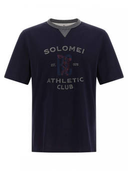 Brunello Cucinelli - Blue Graphic Crew Neck T-Shirt