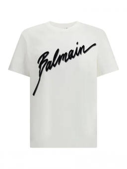 BALMAIN - White Logo T-Shirt (L)