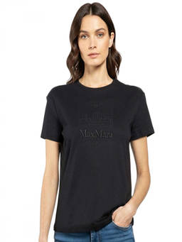 Max Mara - Black Scoop Neck Logo T-Shirt