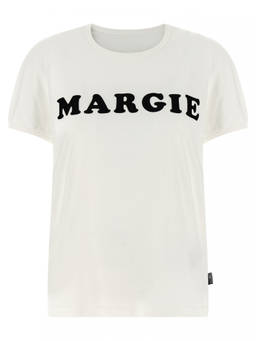 MM6 Maison Margiela - White Round Neck Printed T-Shirt