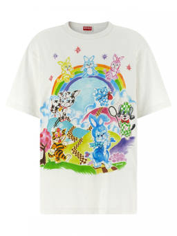Kenzo - White Round Neck Graphic Print T-Shirt (S)