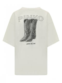 Pinko - White Logo Crew Neck T-Shirt