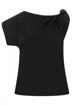Pinko - Black Solid One Shoulder T-Shirt