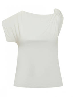 Pinko - White Solid One Shoulder T-Shirt (XL)