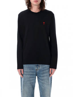 AMI Paris - Black Crewneck Logo T-Shirt
