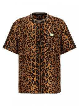 Dolce&Gabbana - Brown Leopard Print T-Shirt
