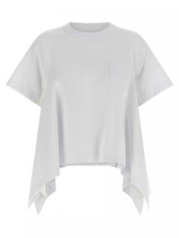 Sacai - White Crew Neck Insert T-Shirt