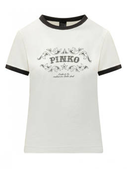 Pinko - White Graphic Crew Neck T-Shirt