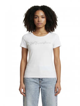 EA7 Emporio Armani - White Embellished Round Neck T-Shirt (XS)