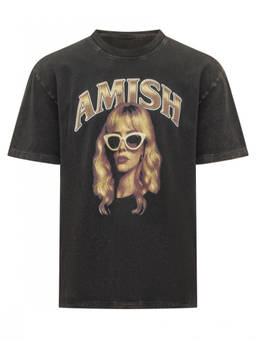 Amish - Black Graphic Crew Neck T-Shirt (M)