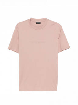 EMPORIO ARMANI - Light Pink Round Neck Logo T-Shirt