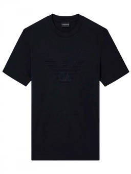 EMPORIO ARMANI - Navy Blue Logo Crew Neck T-Shirt