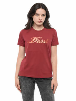 Diesel - Maroon Logo Crew Neck T-Shirt
