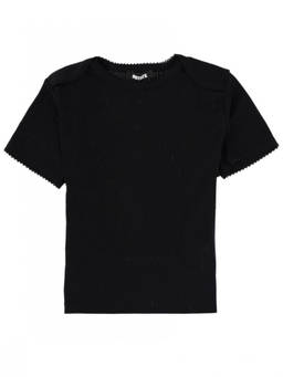 Rotate Birger Christensen - Black Textured Crew Neck T-Shirt