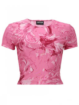 Versace Jeans Couture - Pink Printed Round Neck T-Shirt