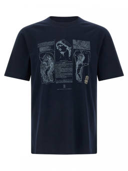 Brunello Cucinelli - Blue Printed T-Shirt (S)