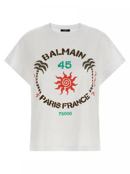 BALMAIN - White Club 45 Print T-Shirt