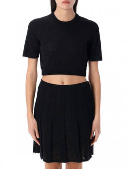Givenchy - Black Monogram Cropped T-Shirt (XS)