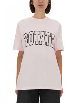 Rotate Birger Christensen - Light Pink Logo Crew Neck T-Shirt