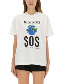Moschino - White Graphic Crew Neck T-Shirt