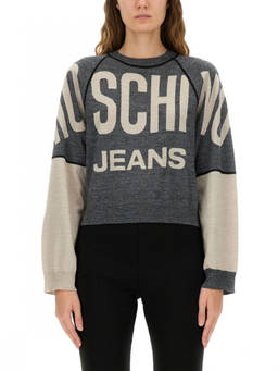 Moschino - Grey Logo Crew Neck T-Shirt