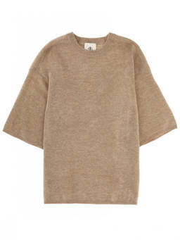 The Garment - Beige Solid Crew Neck T-Shirt (M)
