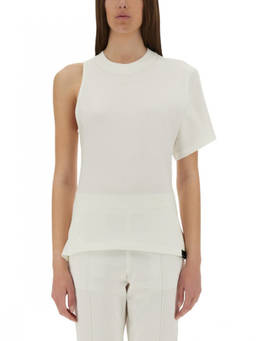 Courreges - White Solid One Shoulder T-Shirt