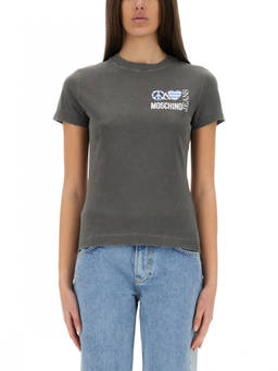 Moschino - Dark Grey Logo Crew Neck T-Shirt